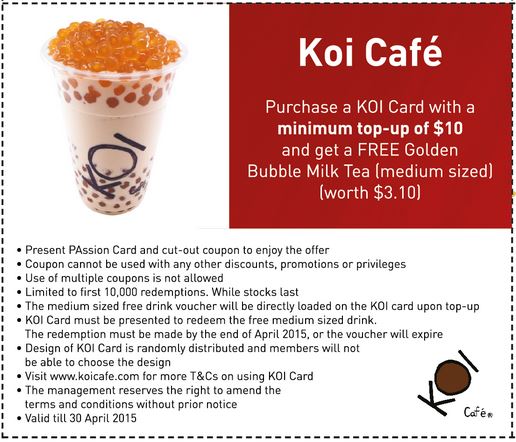 KOI Cafe Cut Out Coupon