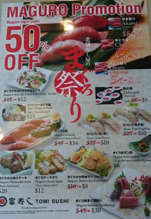 Maguro Promotion Menu