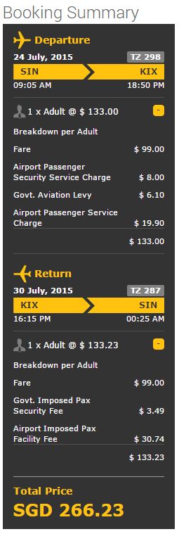 Scoot Osaka Booking