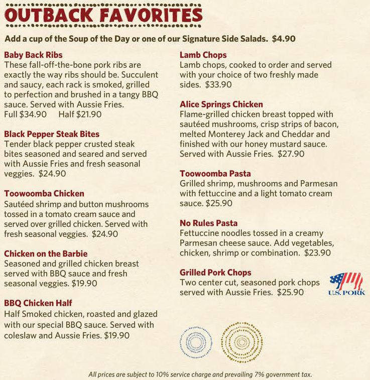 Outback Steakhouse 1for1 Outback Favourites & Featured Steak for SAF