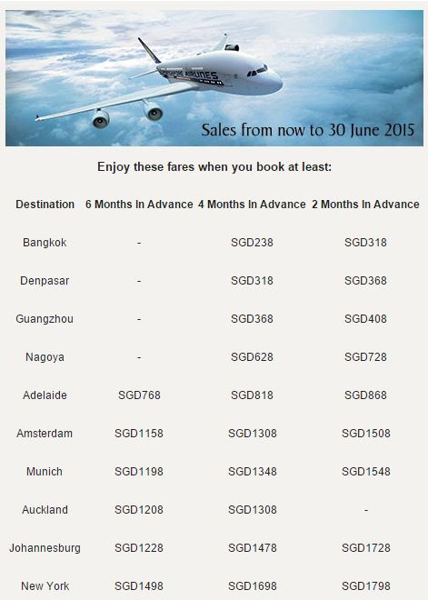 Singapore Airlines Advance Fares