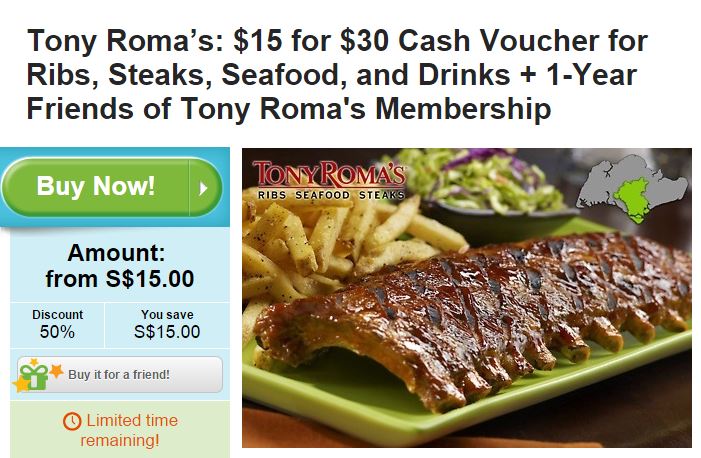 tony Roma groupon