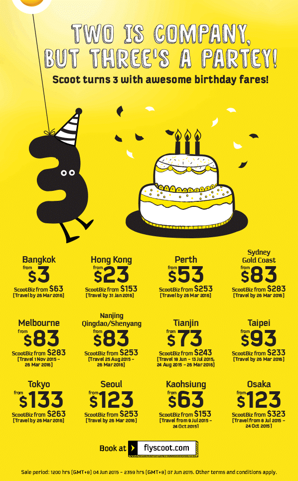 Scoot 3 Birthday Fares