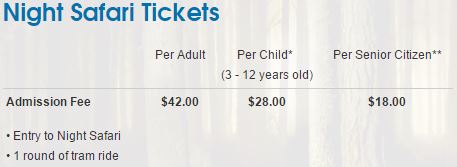 Night Safari Ticket Price