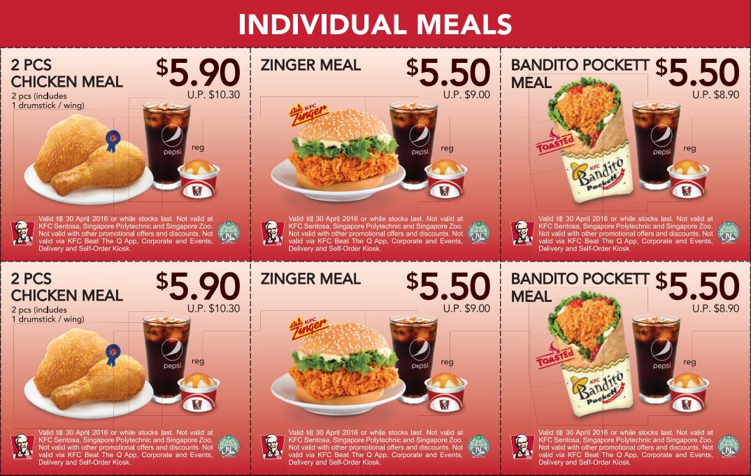 KFC individual meal coupons