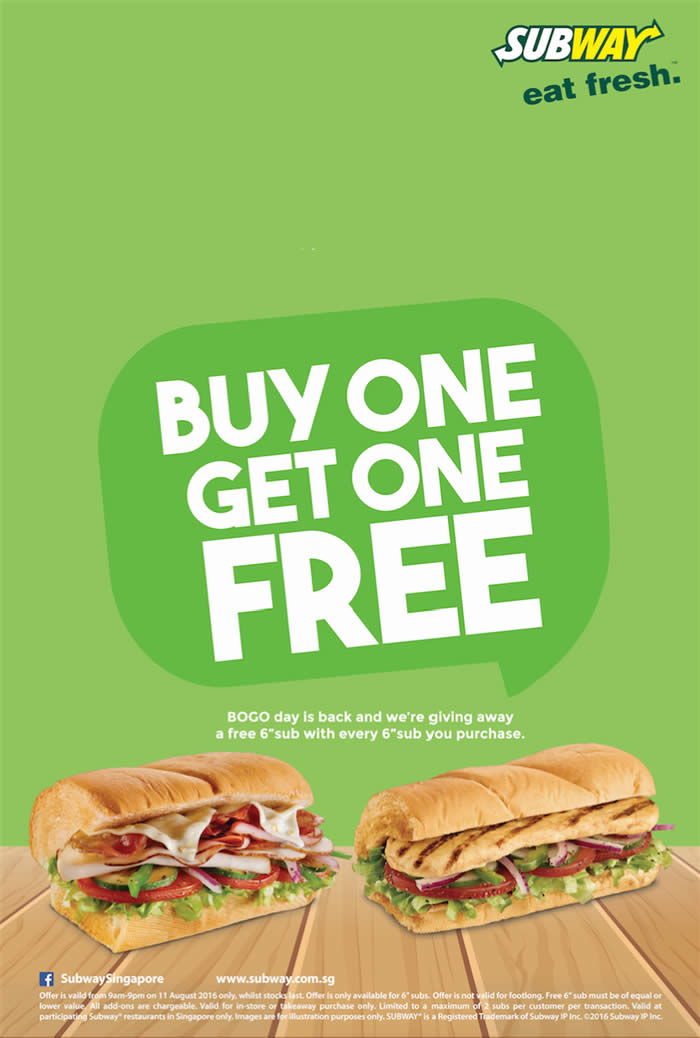 Subway Buy 1 Get 1 Free