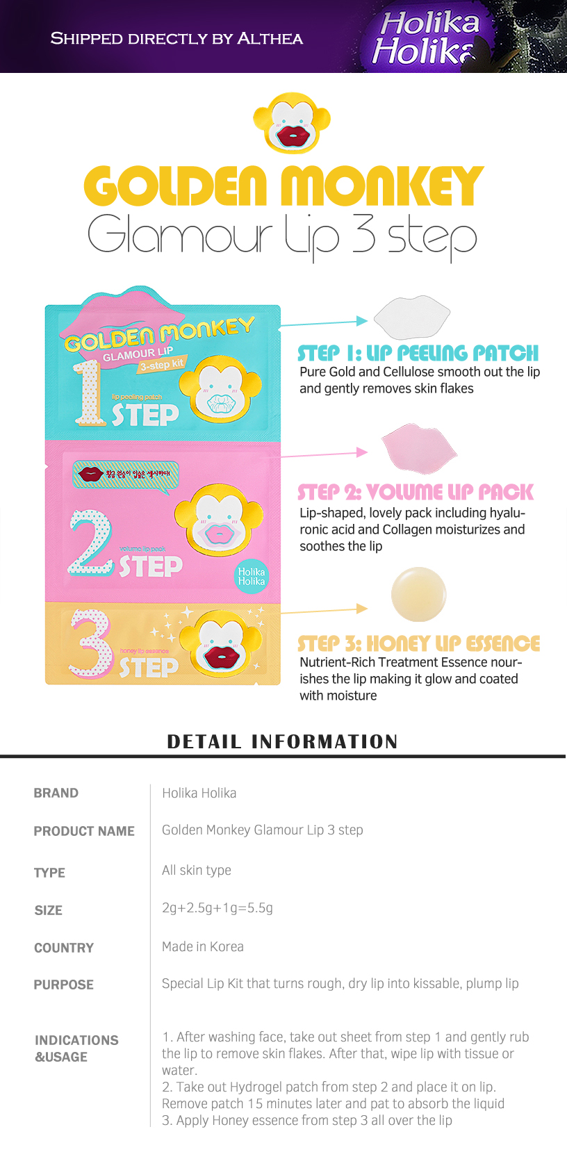 Holika Holika_Golden Monkey Glamour Lip 3 Step