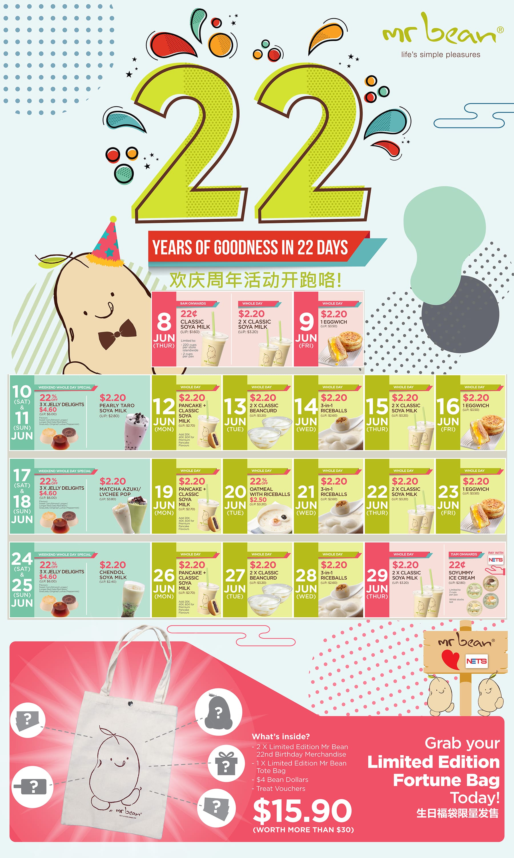 Mr Bean celebrates 22nd anniversary with 22 days of treats! Valid till
