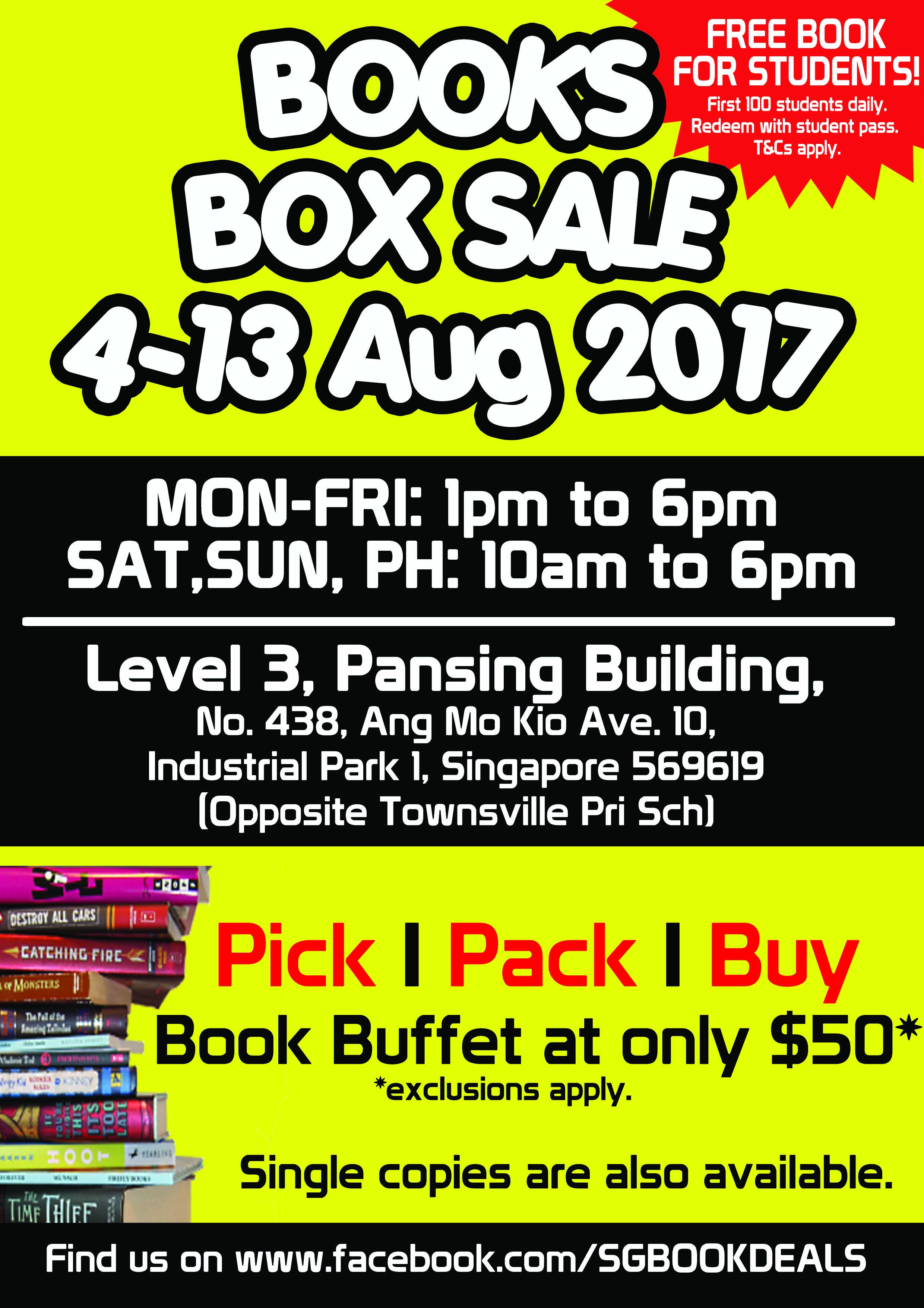 BOOKS BOX SALE 4-13 AUG 2017 EVENT POSTER