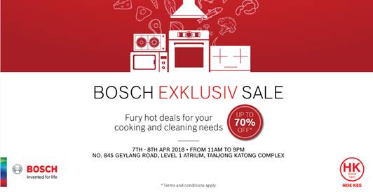 Bosch, Europe No. 1 Home Appliances Brand, to run a Bosch Exklusiv Sale on 7th-8th April. Enjoy discounts of up to 70{43c154d03bc8d6f3a2e02120576efea76bd463bd1d9aa7d45f68c7a169d43d05}! - 1
