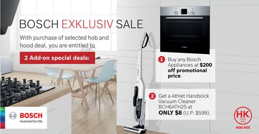 Bosch, Europe No. 1 Home Appliances Brand, to run a Bosch Exklusiv Sale on 7th-8th April. Enjoy discounts of up to 70{43c154d03bc8d6f3a2e02120576efea76bd463bd1d9aa7d45f68c7a169d43d05}! - 2