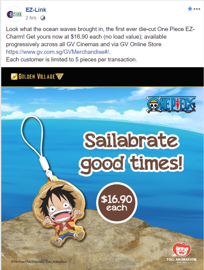 One Piece EZ-Charm now available at Golden Village for $16.90 - 1