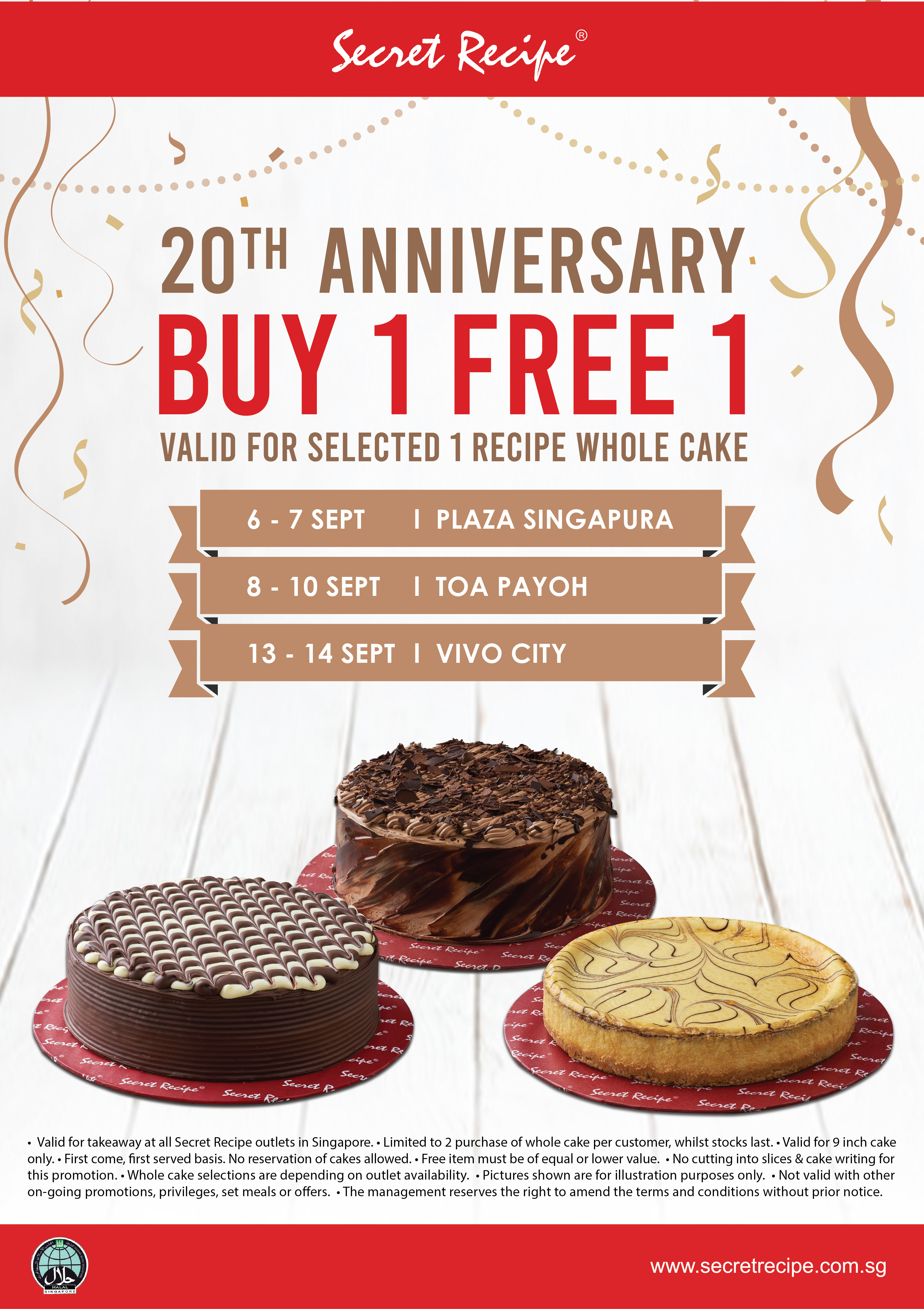 Secret Recipe celebrates 20th anniversary with 1-for-1 Whole Cakes promotion from 6 – 7 Sep 19 - 1