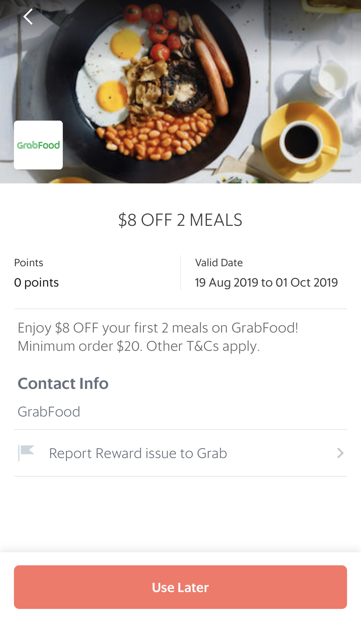 GrabFood: Use promo code 8CRAVINGS to enjoy $8 off 2 orders till 30 Sep 19 - 1