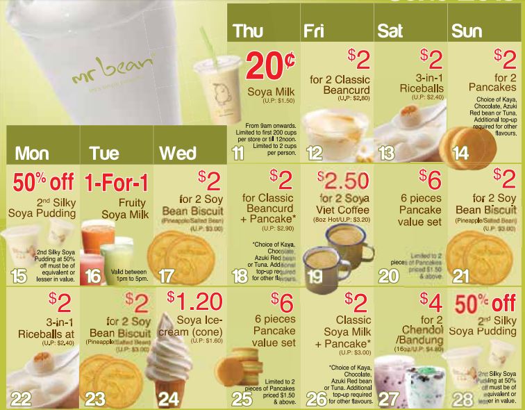 Mr Bean 20cents Soya Milk and other deals (11 Jun onwards) MoneyDigest.sg