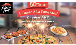 pizza hut 50 off 3 course