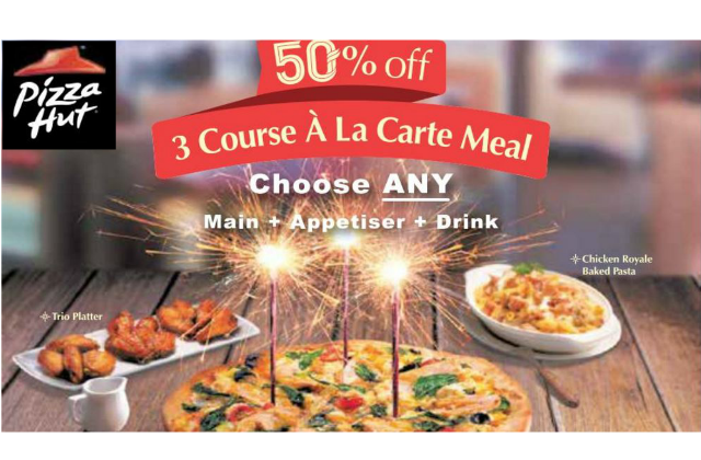 pizza hut 50 off 3 course