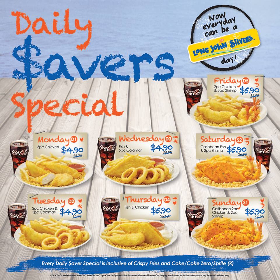 Long John Silver's: Daily Savers Specials - Set Meals fr $4.90 (From 16
