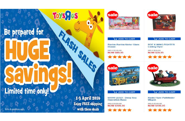 TOY R US FLASH SALE 1 APR 16