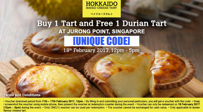 Hokkaido Baked Cheese Tart offers 1-for-1 deal at Jurong Point on 18
