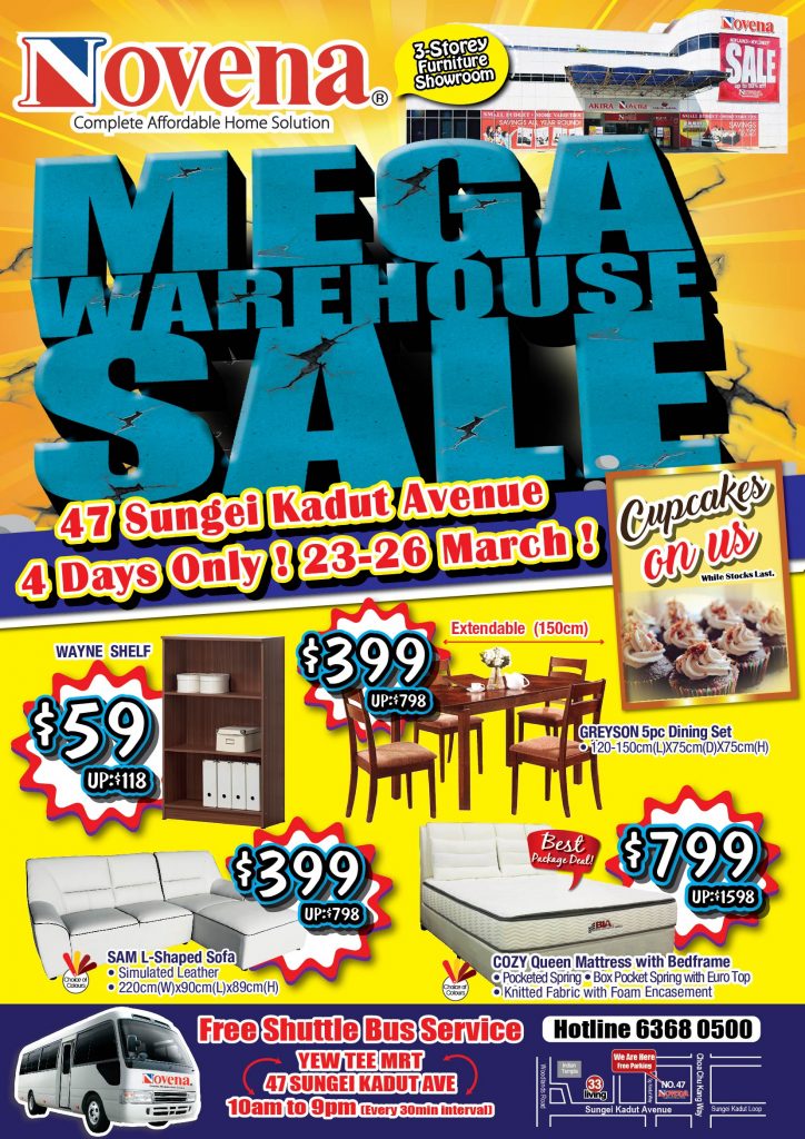 Novena MEGA WAREHOUSE SALE is back at 47 Sungei Kadut! (23 to 26 March) MoneyDigest.sg