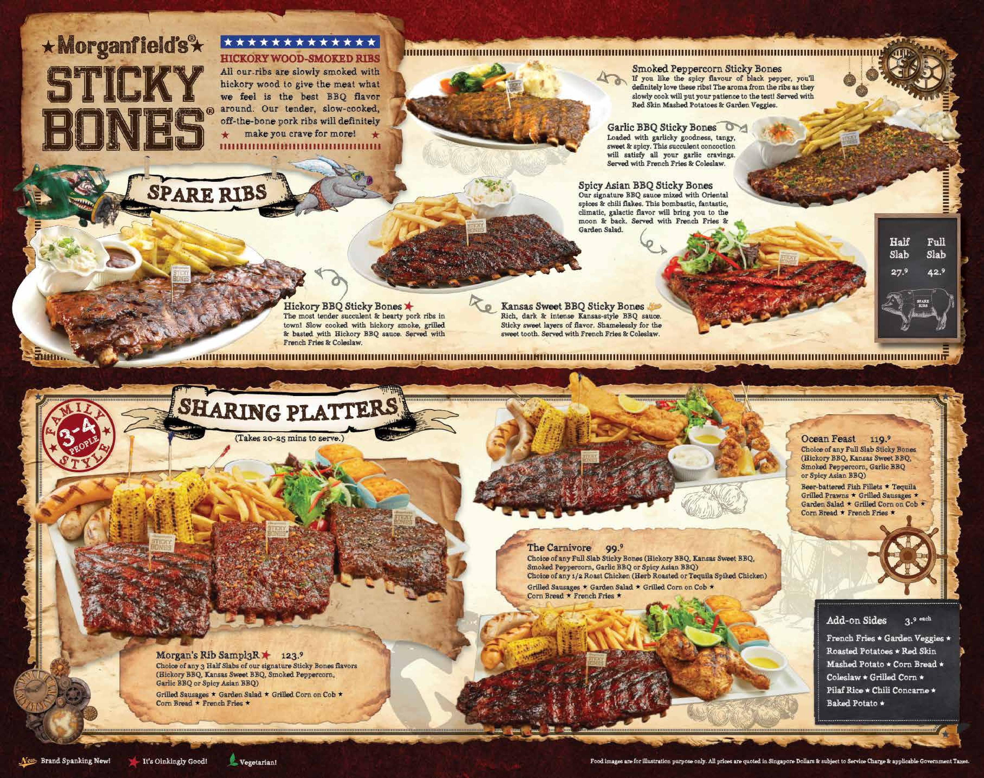 Morganfield’s is offering 1-for-1 Half Slab Sticky Bones to Singtel’s customers. Valid from now till 31 Mar 18. - 2