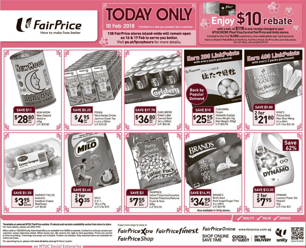 FairPrice 1-Day CNY Sale: New Moon Abalone (NZ) at $28.80 (U.P $39.80), Fukuyama Hokkaido Scallop at $25.95 (U.P $35.95) and more - 1