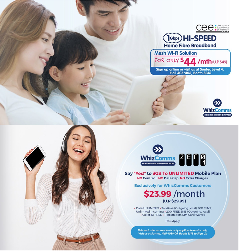 FREE Plan Upgrades for WhizComms 1Gbps Home Broadband Plans at CEE 2018! Upgrade for Free to get Mesh Wi-Fi for your Homes!