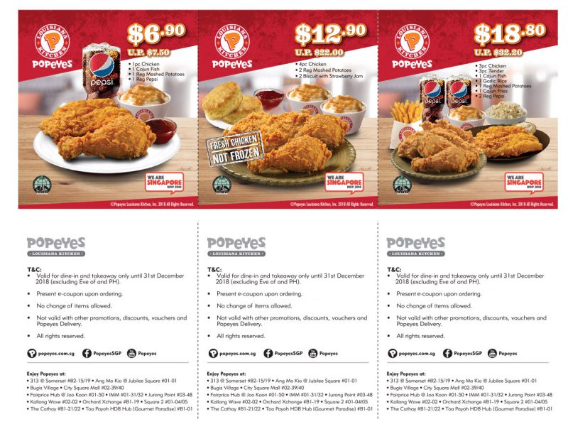 Popeyes Printable Coupons &amp; Deals for use till 31 December 2018 ...