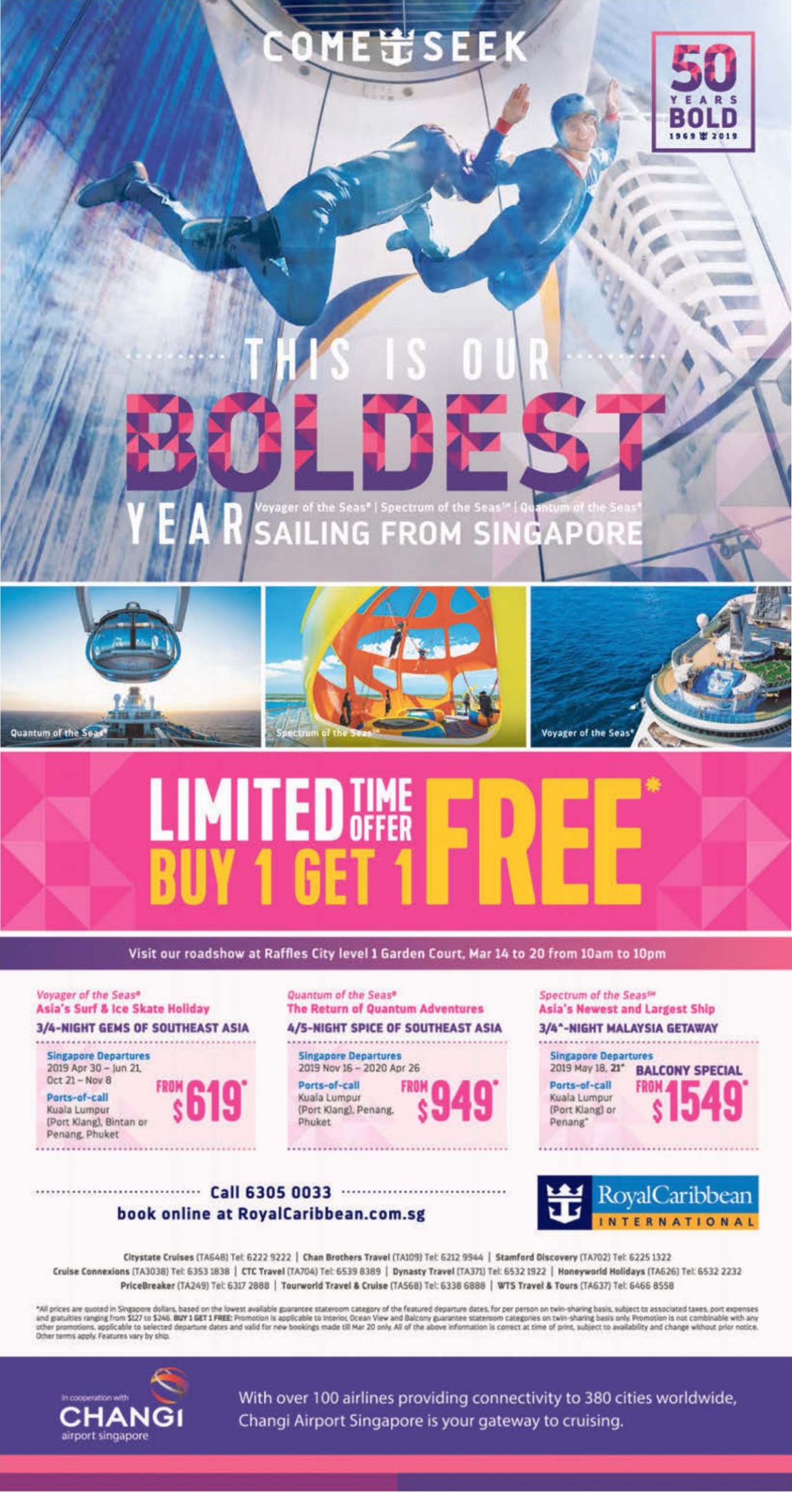 Royal Caribbean International having a limited-time “Buy-1-Get-1-Free” offer from now till 20 Mar 2019 - 1
