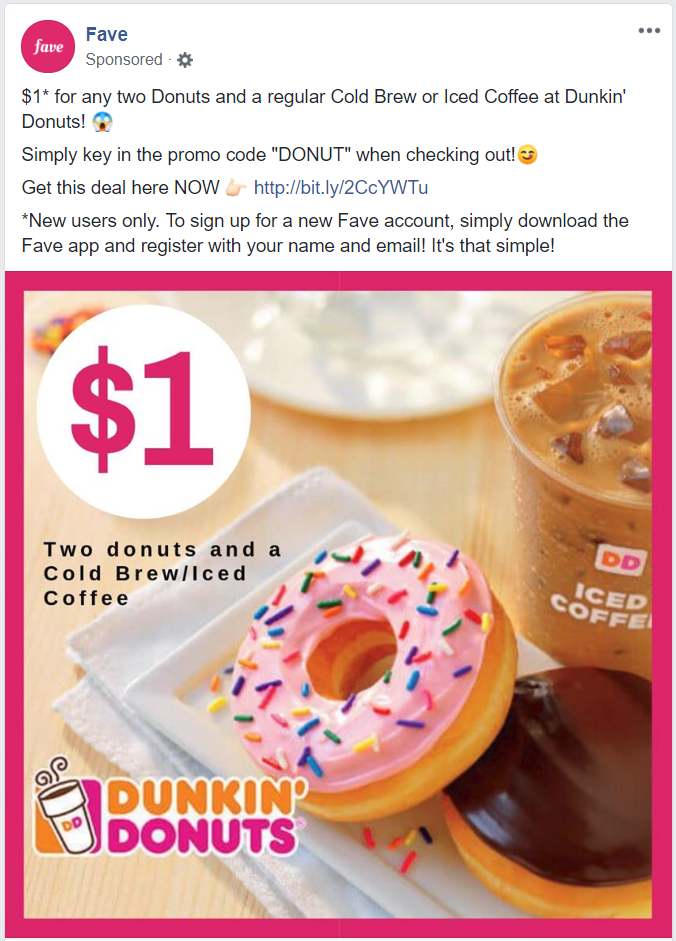 Dunkin’ Donuts: Pay just $1 for 2 Donuts + 1 Drink - 1