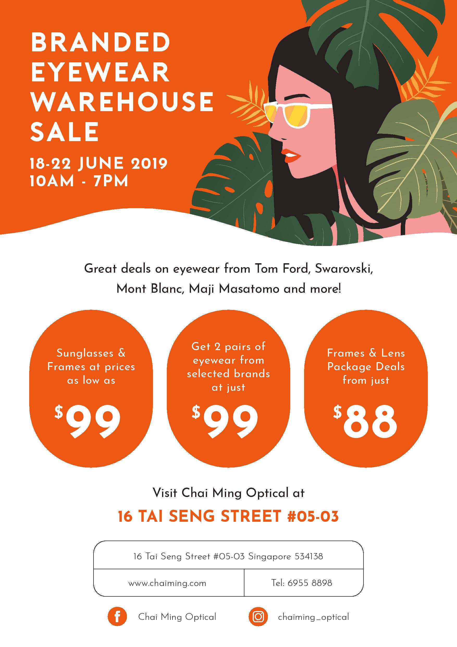 There is a warehouse sale in Tai Seng selling branded eyewear from Tom Ford, Mont Blanc & more at up to 80% off! - 1