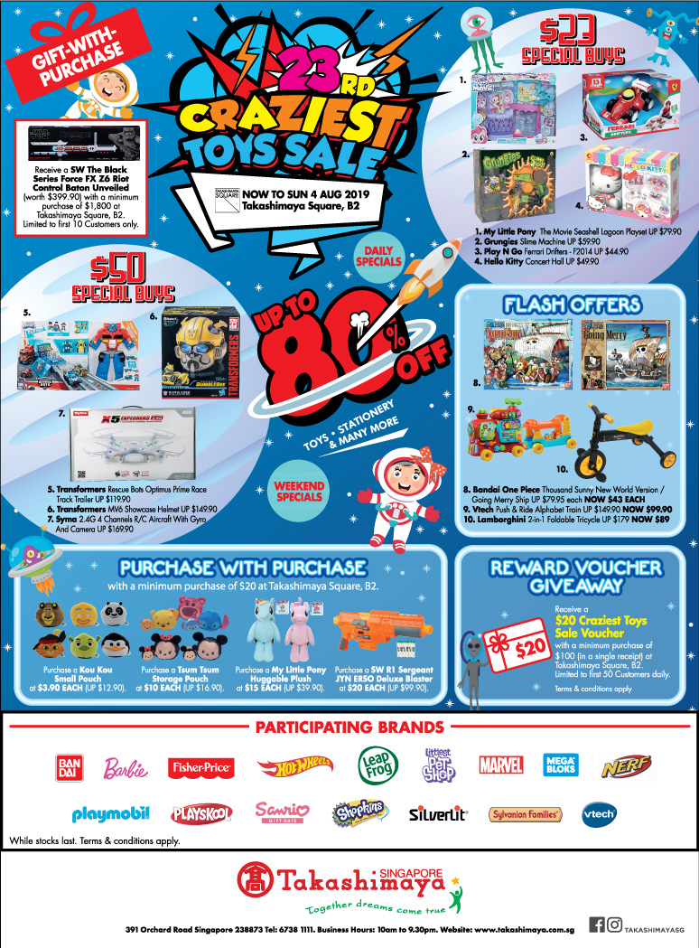 There is a massive toys sale at Takashimaya from now till 4 Aug 2019. Price starts from as low as $2! - 1