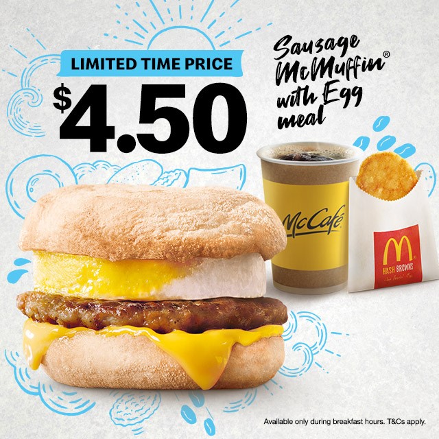 Grab Your Sausage McMuffin with Egg Meal at only $4.50 (Limited Time Offer)