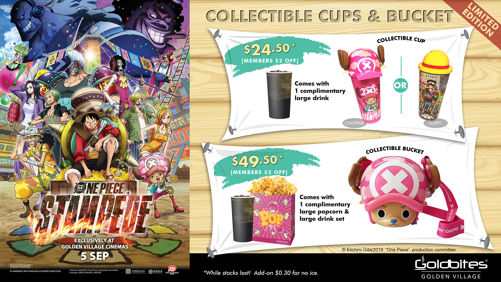 One Piece Collectible Cups and Bucket now available at Golden Village - 1
