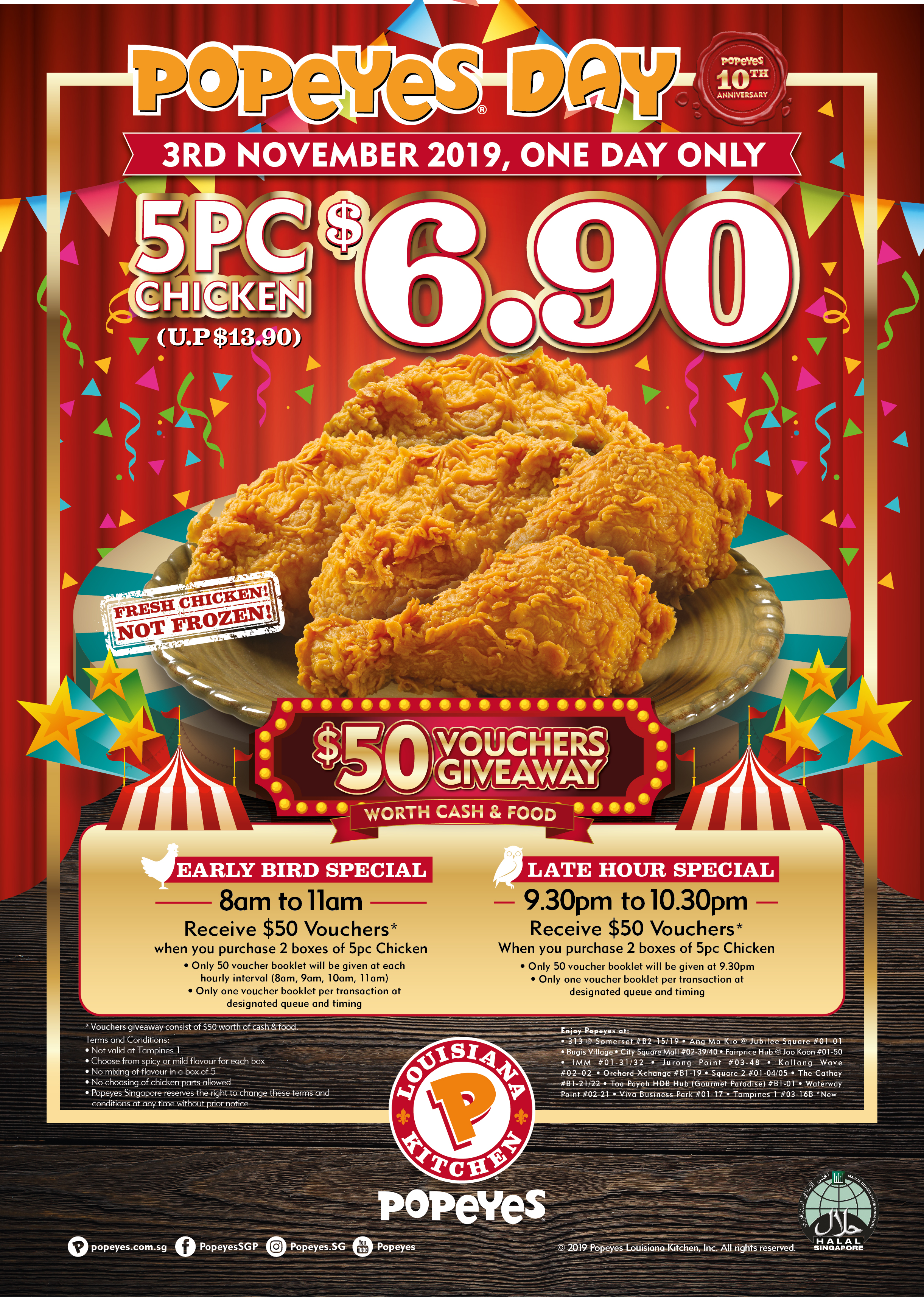 Popeyes’s 5 Pcs Chicken Will Cost $6.90 (U.P. $13.90) On 3 Nov 2019 Because It’s Popeyes Day - 1