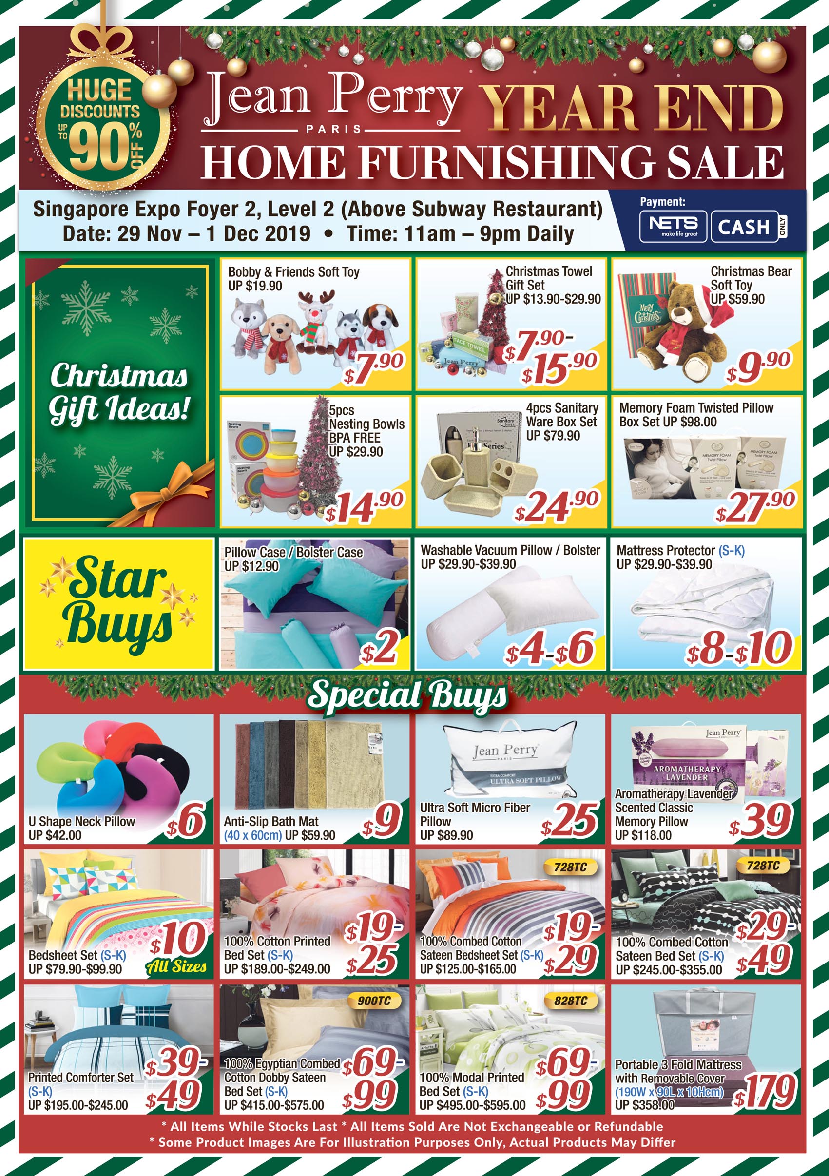Jean Perry’s Year-End Expo Sale Has $4 Pillows, $8 Mattress Protectors, $10 Bedsheet Sets & More (29 Nov – 1 Dec 19) - 1