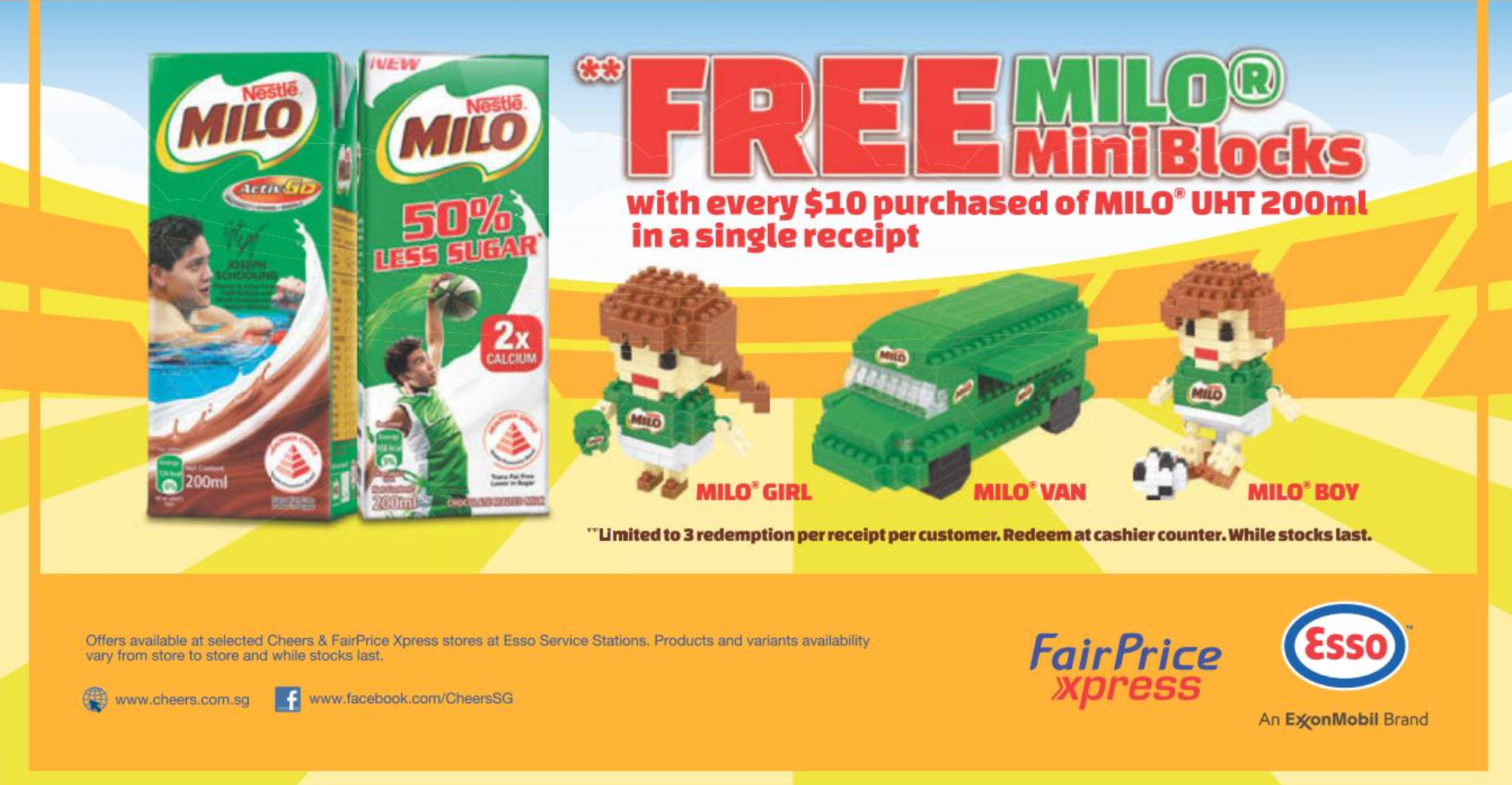 You can now get free MILO Mini Blocks with every $10 purchased of MILO UHT 200ml - 1