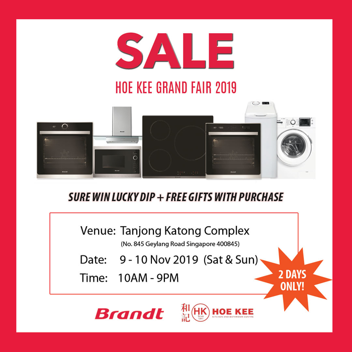 Hoe Kee Grand Fair Has Discounted Ovens, Washers, Gas Hobs and more from Brandt (9 – 10 Nov 19) - 1