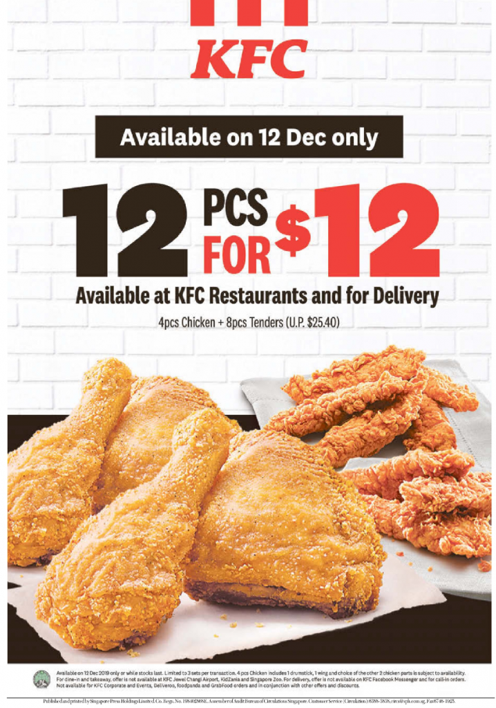 Get 12for12 KFC Chicken & Tenders on 12 Dec 19 MoneyDigest.sg