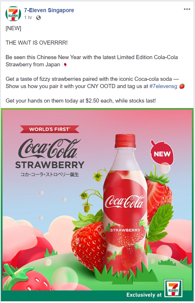 Coca-Cola Strawberry now available at 7-Eleven for $2.50 - 1