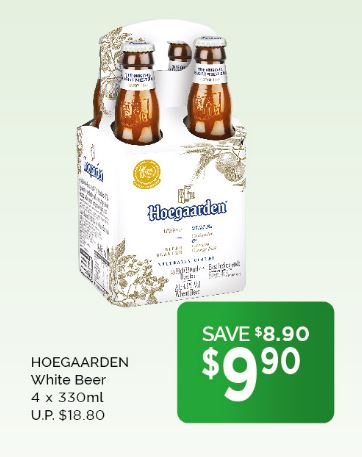 Hoegaarden White Beer selling for almost half price (4 btls for $9.90) at Cold Storage from 15 – 21 May 20 (U.P. $18.80) - 1