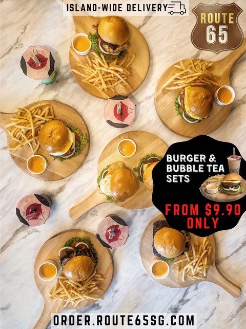 Route 65’s Burger & Bubble Tea combos from ONLY $9.90, with Islandwide Delivery! - 2