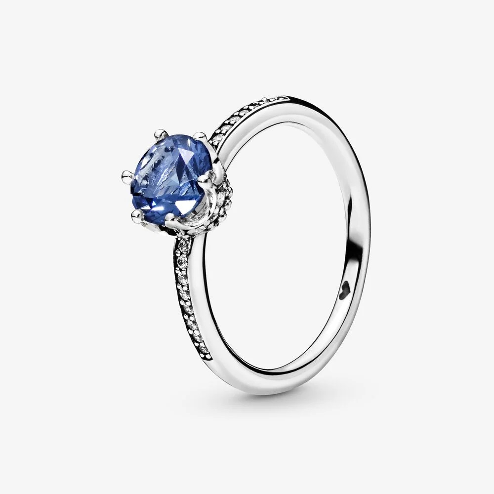 Blue Sparkling Crown Ring