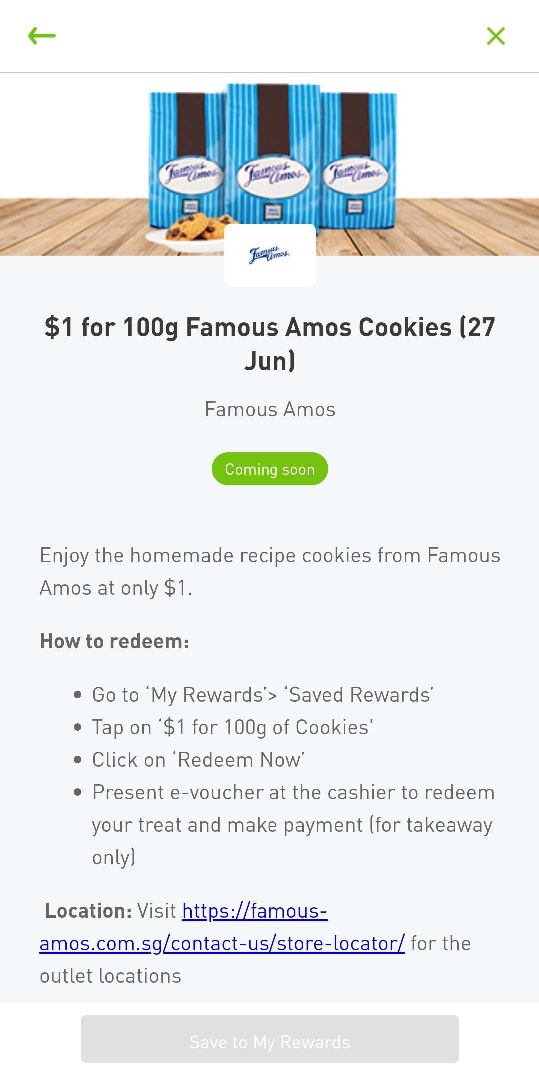 $1 Famous Amos Cookies for StarHub Mobile, TV and Broadband on 27 Jun 20 - 1