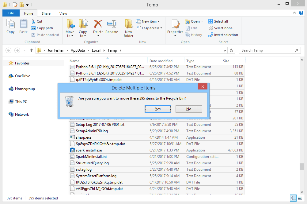 Delete files on windows