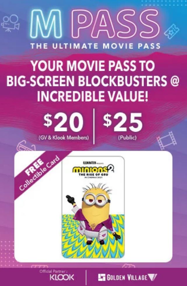 Movie for $5? Golden Village is selling a $20 movie pass that lets you watch 4 movies in 3 months - 1
