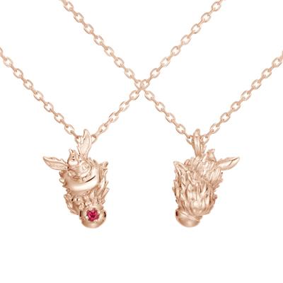 Flareon & Pokéball neckalace pink gold