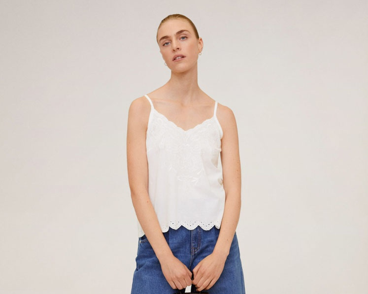 Mango Embroidered Cotton Top