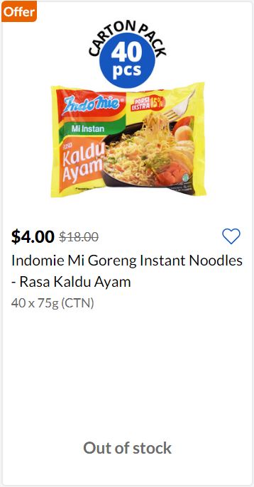 FairPrice selling Indomie Mi Goreng at $4 per carton (40s) till 31 Aug 20 - 2